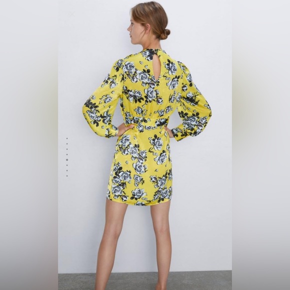 Zara Yellow Floral Party Cocktail Dress - Picture 5 of 8